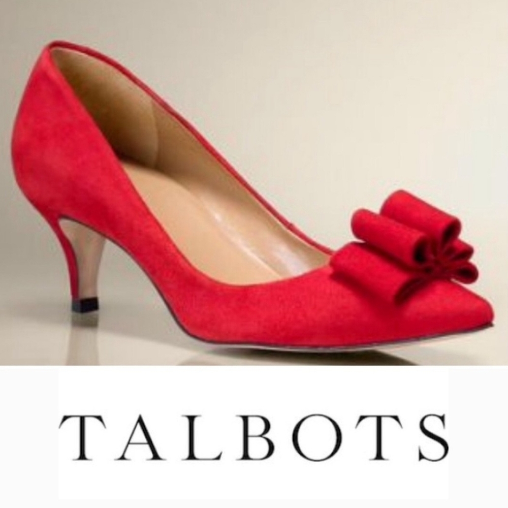 Talbots / Danica Suede Kitten Heel Bow NWOB 7.5